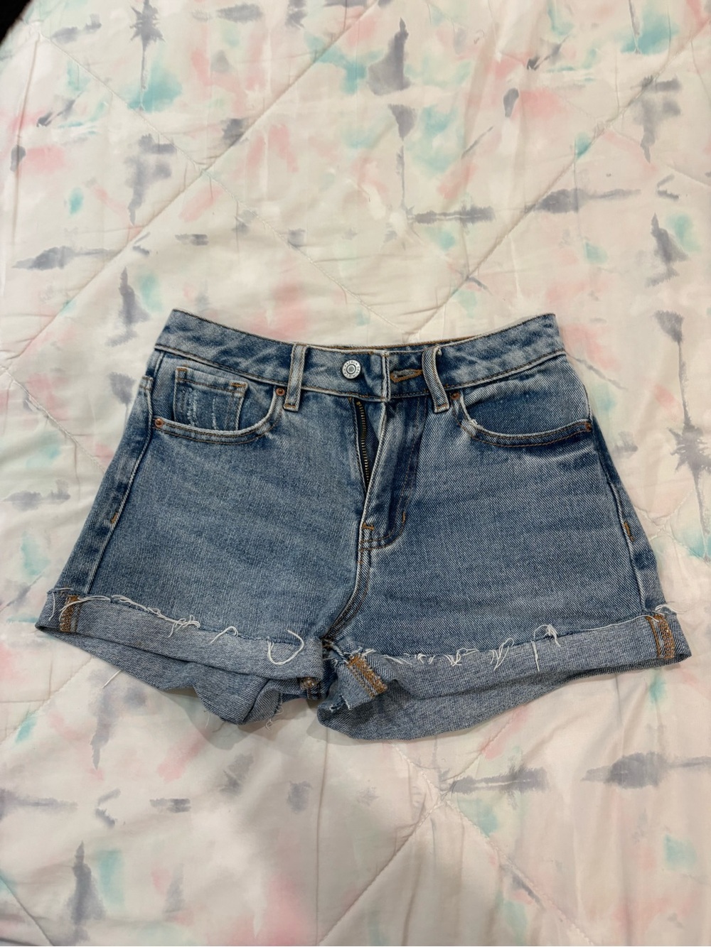 Classic Blue Denim Roll-Hem Women's Shorts